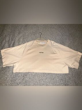 Calvin Klein XL Neutral Crop Crewneck Tee oversized cotton cropped t-shirt